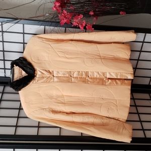 Mandarin silk jacket. Cantaloupe color